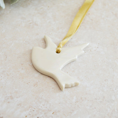 Seconds* Mini Hanging Dove with A Subtle Pearl Finish | Hanging Decoration | Christmas Decor | Tree Ornament (A25)
