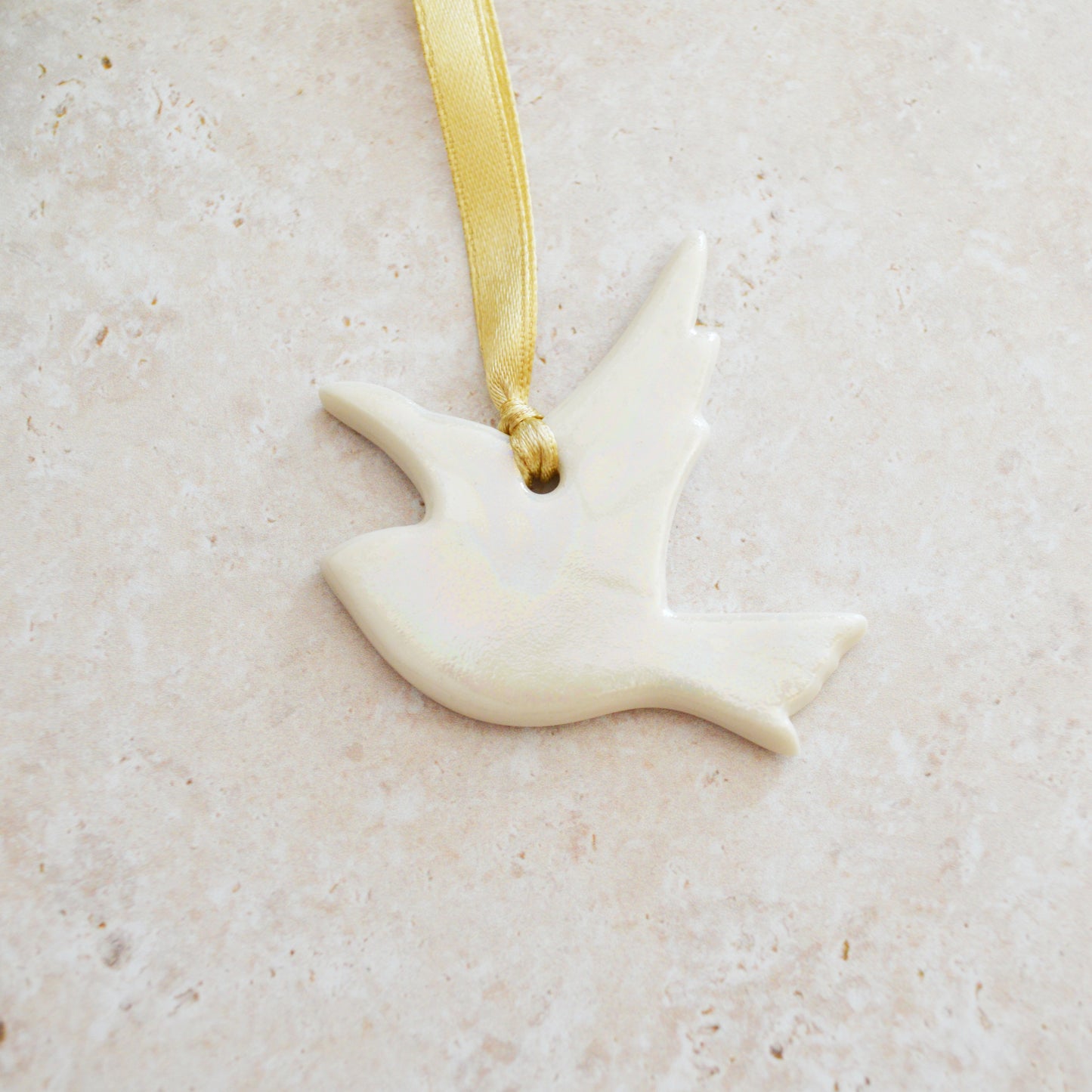 Seconds* Mini Hanging Dove with A Subtle Pearl Finish | Hanging Decoration | Christmas Decor | Tree Ornament (A25)