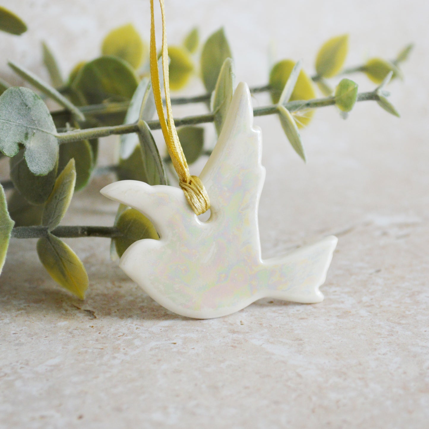 *Seconds Mini Hanging Dove with A Subtle Pearl Finish | Hanging Decoration | Christmas Decor | Tree Ornament (A26)