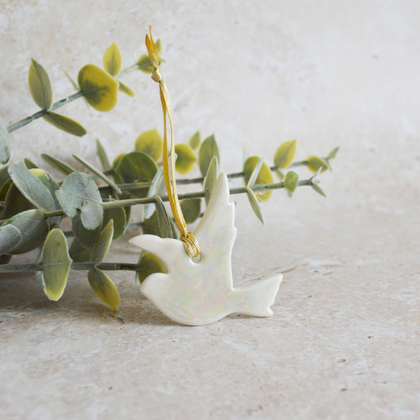 *Seconds Mini Hanging Dove with A Subtle Pearl Finish | Hanging Decoration | Christmas Decor | Tree Ornament (A26)