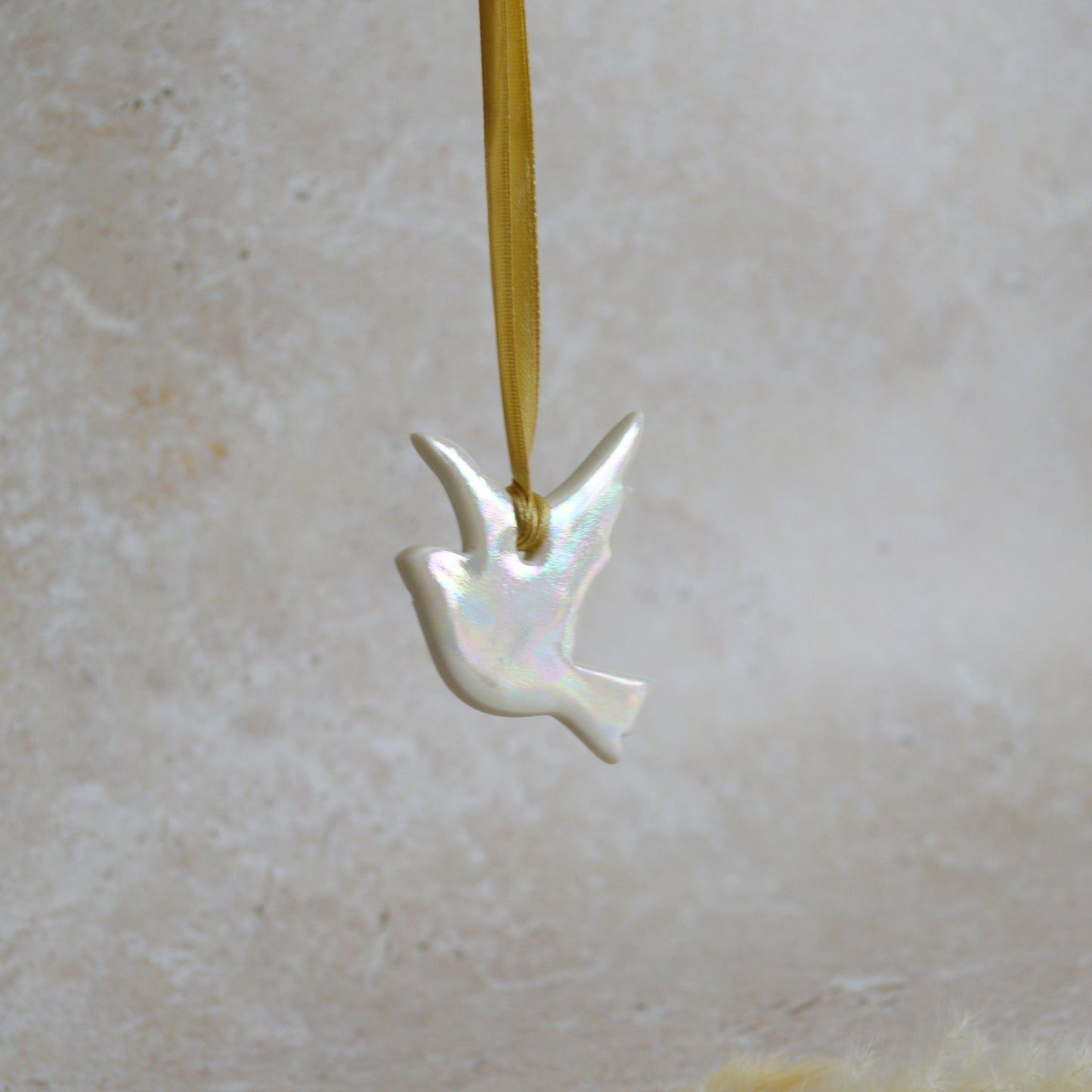Seconds* Mini Hanging Dove with A Subtle Pearl Finish | Hanging Decoration | Christmas Decor | Tree Ornament (A27)