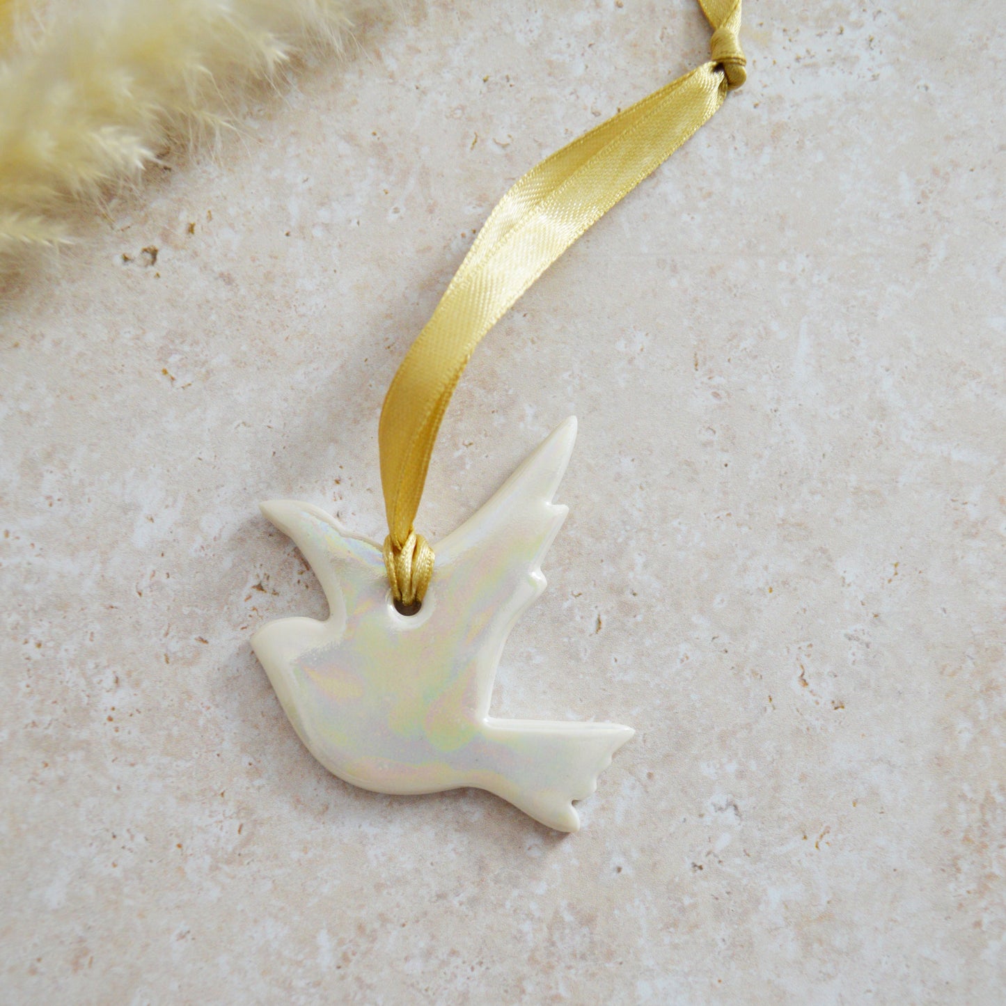 Seconds* Mini Hanging Dove with A Subtle Pearl Finish | Hanging Decoration | Christmas Decor | Tree Ornament (A27)