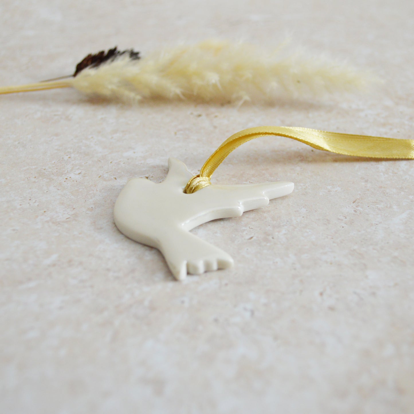 Seconds* Mini Hanging Dove with A Subtle Pearl Finish | Hanging Decoration | Christmas Decor | Tree Ornament (A27)