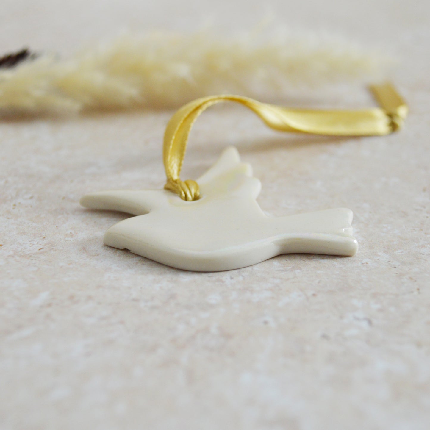 Seconds* Mini Hanging Dove with A Subtle Pearl Finish | Hanging Decoration | Christmas Decor | Tree Ornament (A27)