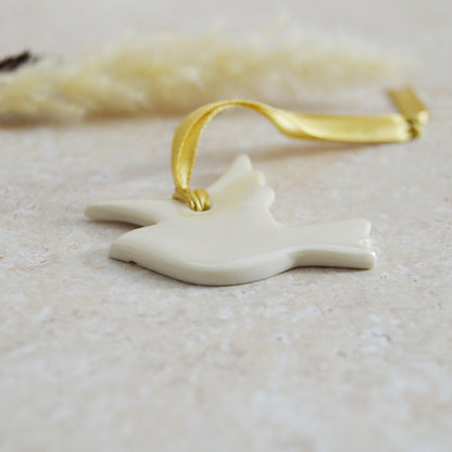 Seconds* Mini Hanging Dove with A Subtle Pearl Finish | Hanging Decoration | Christmas Decor | Tree Ornament (A27)