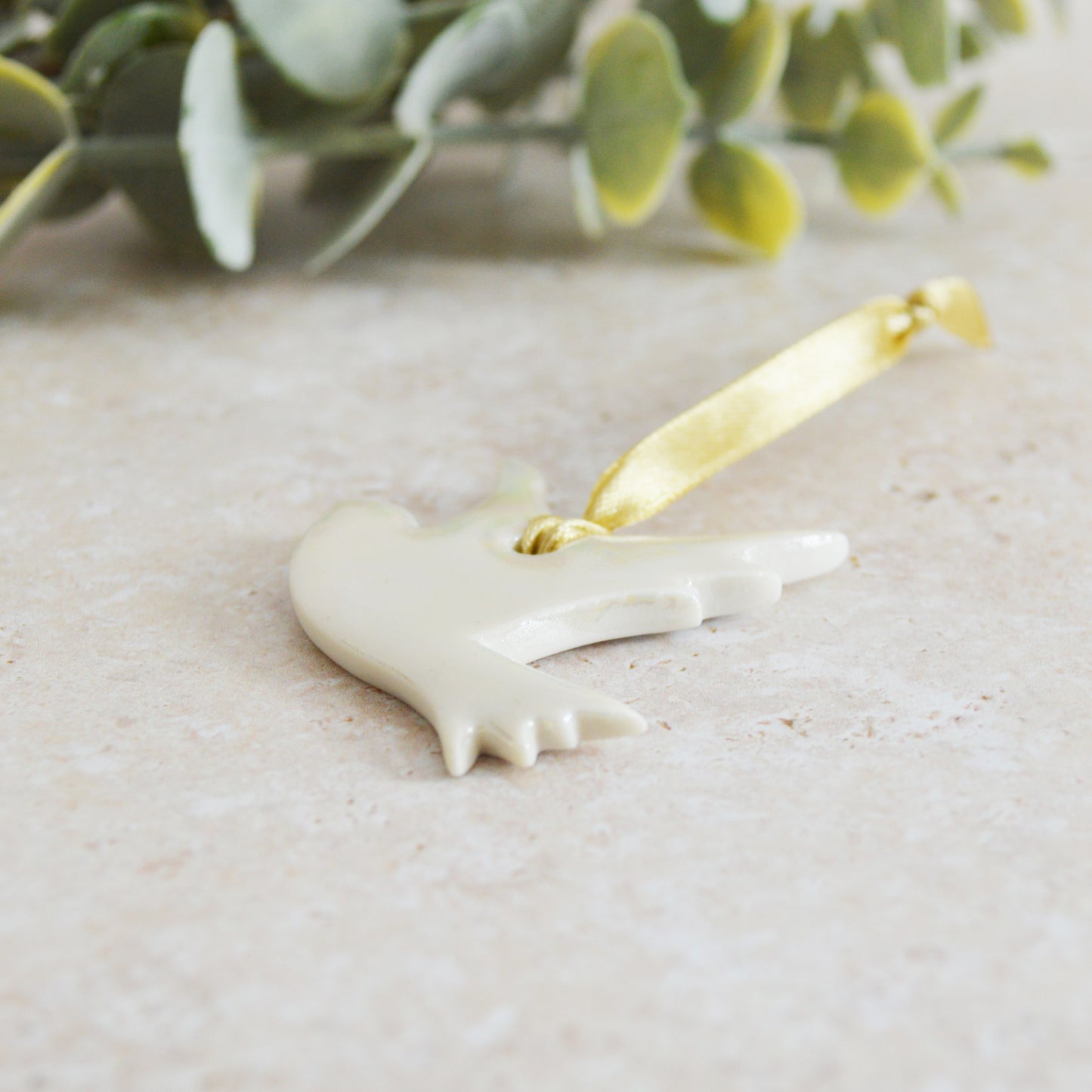Seconds* Mini Hanging Dove with A Subtle Pearl Finish | Hanging Decoration | Christmas Decor | Tree Ornament (A28)
