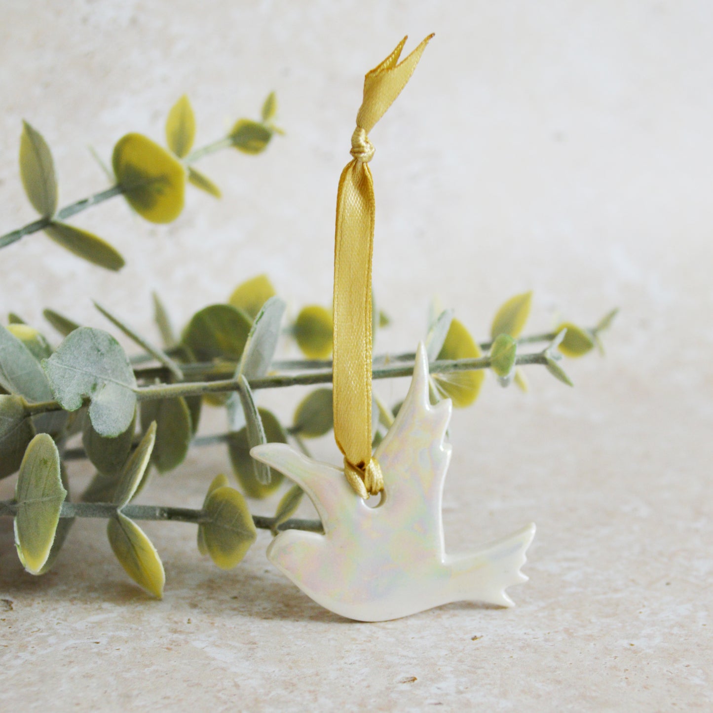 Seconds* Mini Hanging Dove with A Subtle Pearl Finish | Hanging Decoration | Christmas Decor | Tree Ornament (A28)