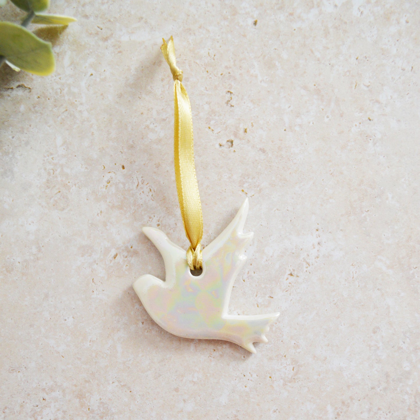 Seconds* Mini Hanging Dove with A Subtle Pearl Finish | Hanging Decoration | Christmas Decor | Tree Ornament (A28)