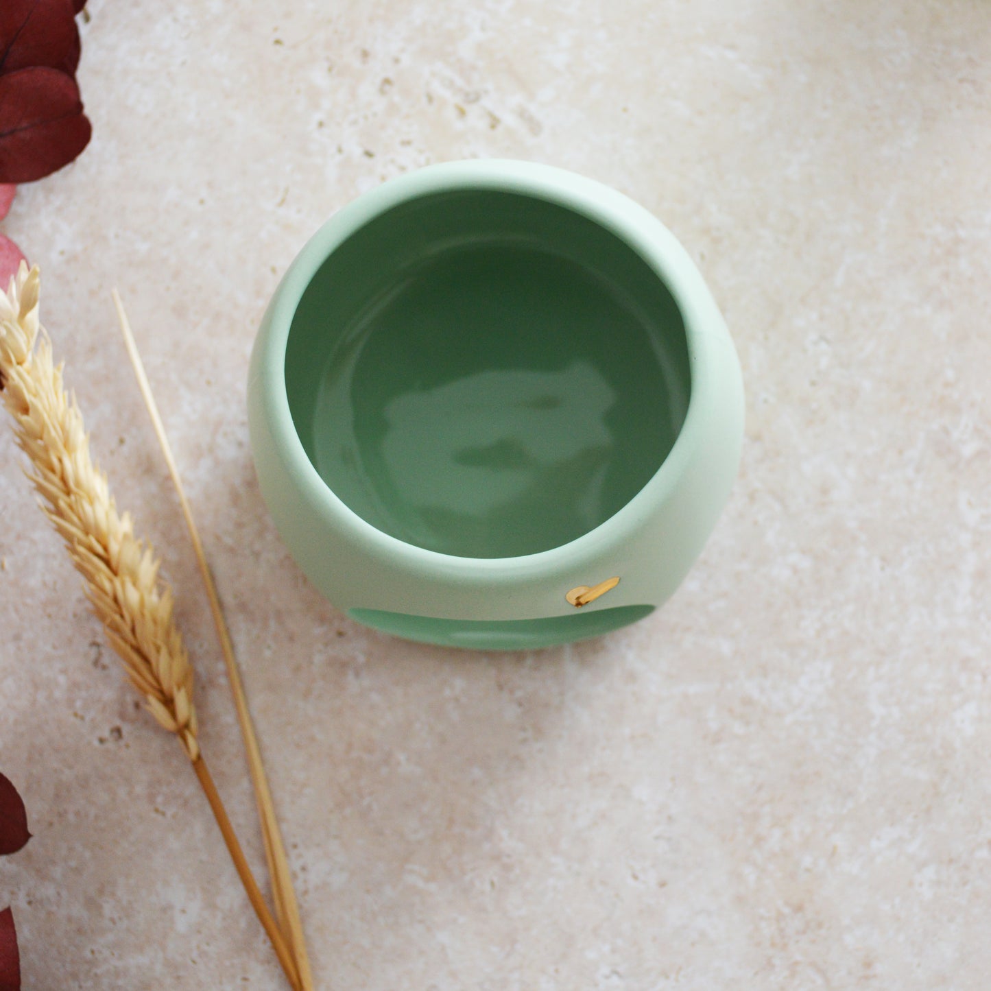 Seconds* Pastel MINT Wax And Oil Burner With A Gold Embossed Heart And Detachable Lid | Wax Burner | Porcelain (A2)