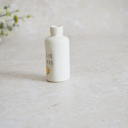 Seconds* Discontinued* I Love You Small Bottle With A Gold Heart | Porcelain | Valentines Keepsake (A32)