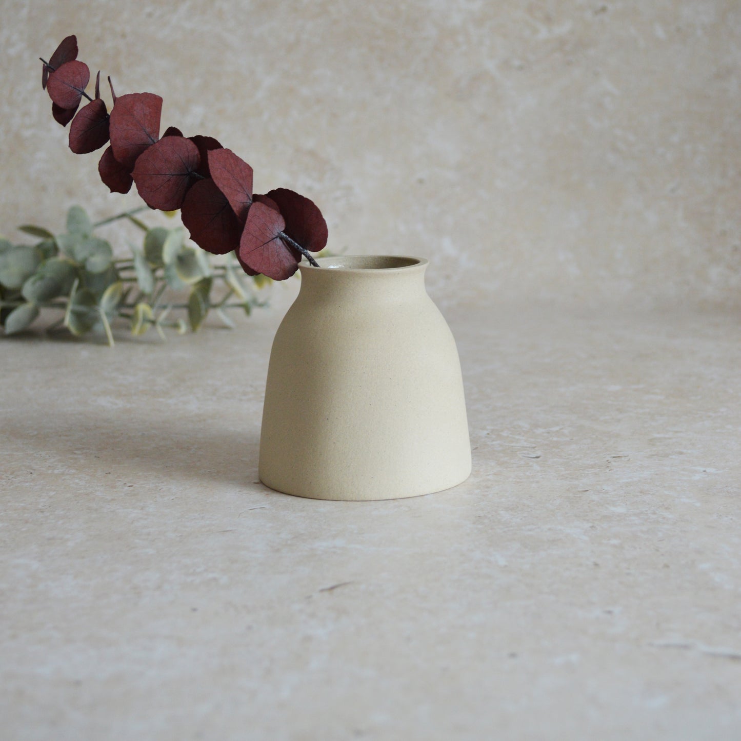 Seconds* Small Light Grey Ceramic Vase With A Gold Embossed Heart | Neutral Vase | Flower Vase | Mother's Day | Stoneware (A33)