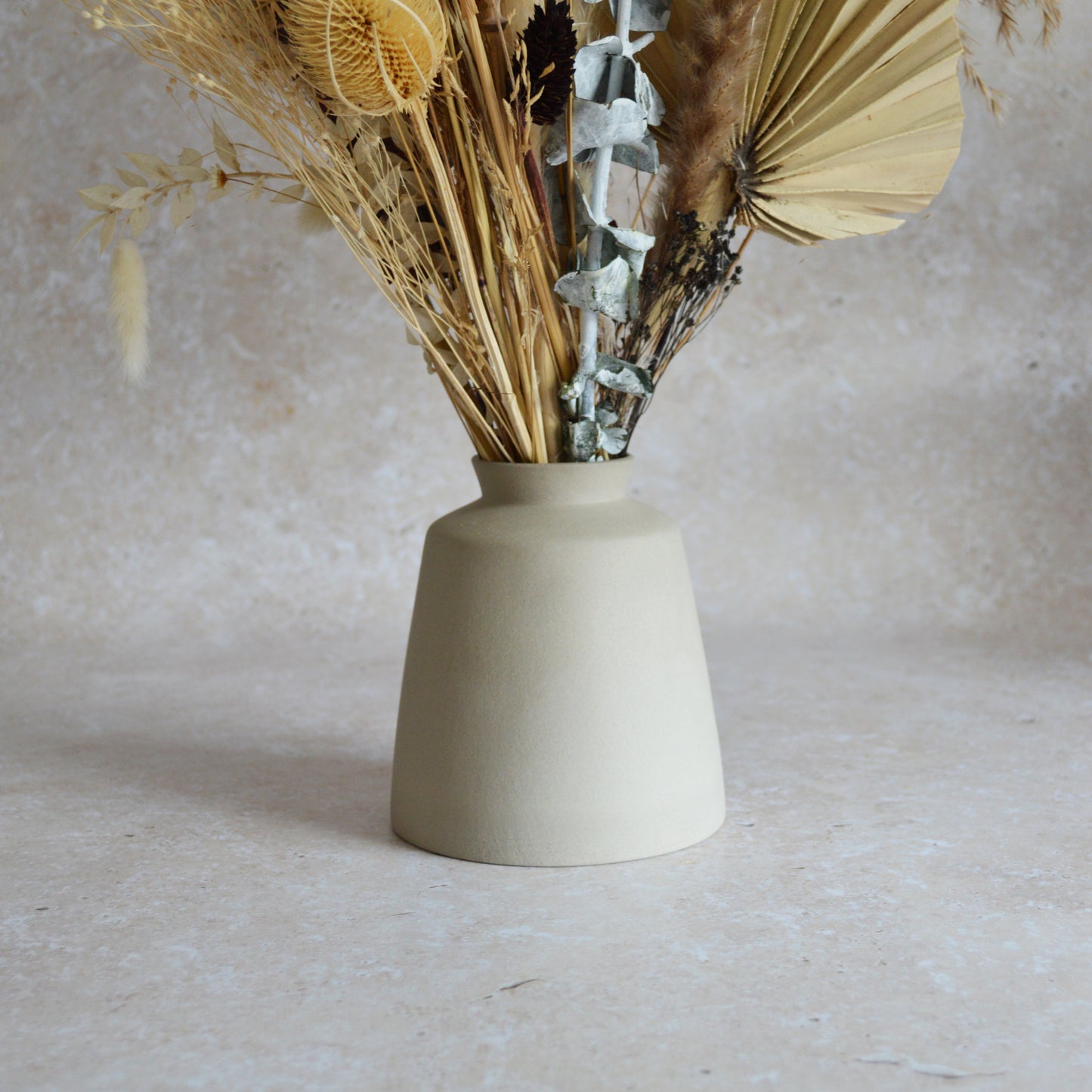Seconds* Pastel Grey Collard Neck Ceramic Vase With An Embossed Gold Heart | Stoneware Vase | Flower Vase (A36)