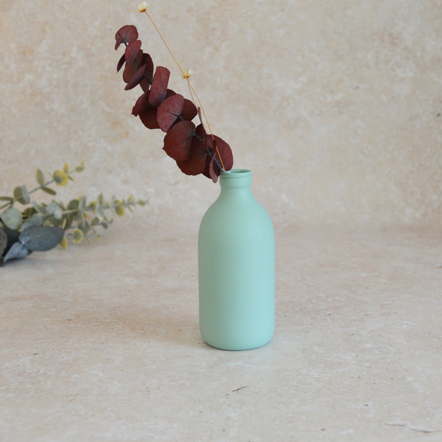 Seconds* Large Pastel Mint Bottle Vase With A Gold Embossed Heart | Flower Vase | Porcelain Vase (A40)