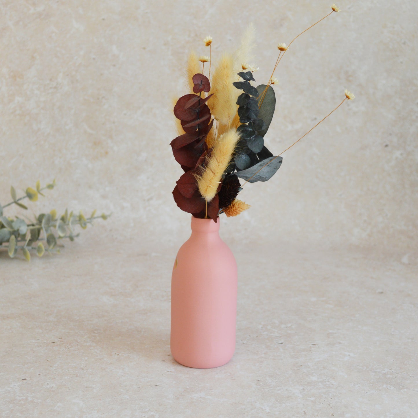 Seconds* Large Pastel PINK Bottle Vase With A Gold Embossed Heart | Flower Vase | Porcelain Vase (A41)