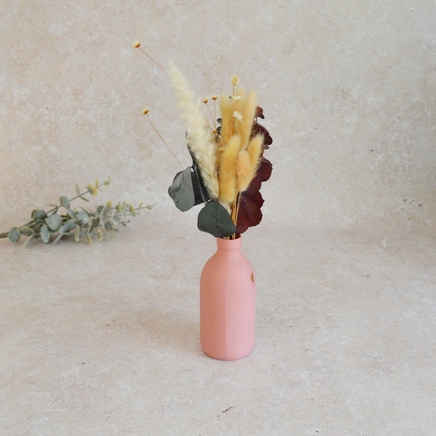 Seconds* Large Pastel PINK Bottle Vase With A Gold Embossed Heart | Flower Vase | Porcelain Vase (A41)