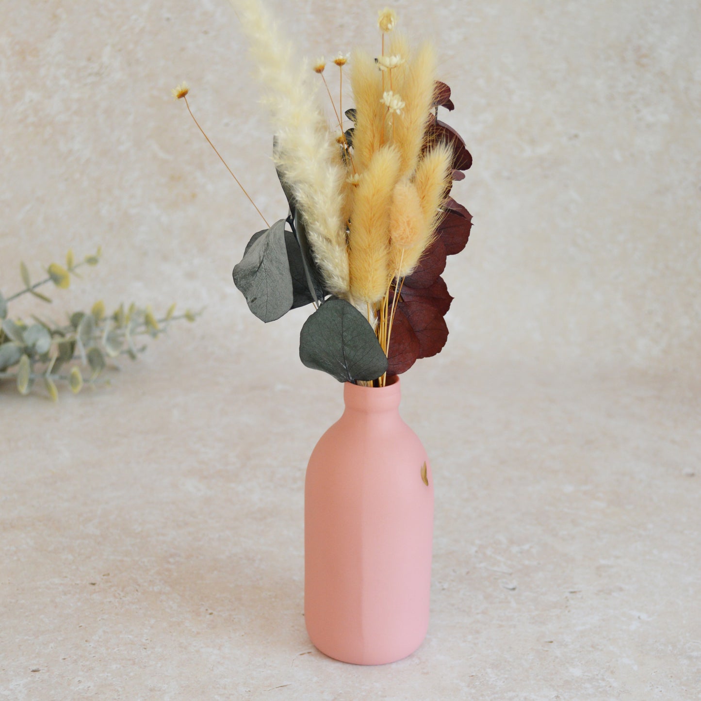 Seconds* Large Pastel PINK Bottle Vase With A Gold Embossed Heart | Flower Vase | Porcelain Vase (A41)