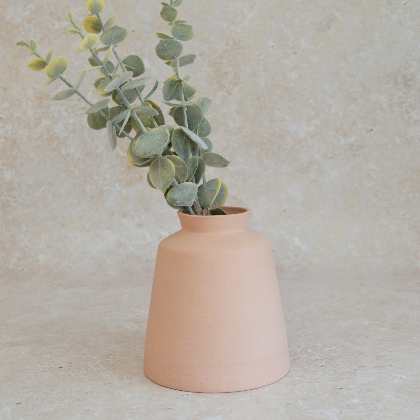 Seconds* Pastel Pink Collard Neck Ceramic Vase With A Gold Embossed Heart | Stoneware Vase | Flower Vase (A43)