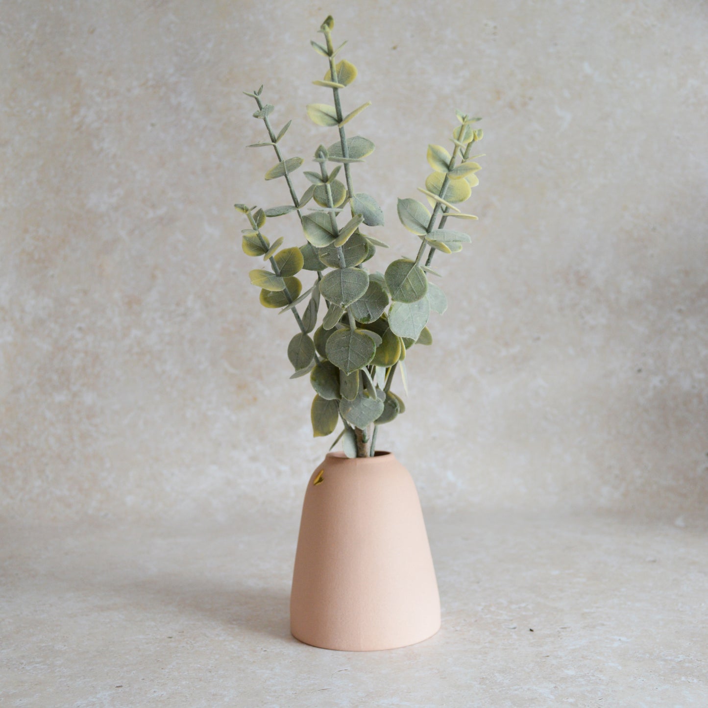 Seconds* Discontinued* Pastel Pink Ceramic Vase With A Short Rim And An Embossed Gold Heart | Pretty Pink Decor | Mother's Day Vase | Stoneware  (A44)