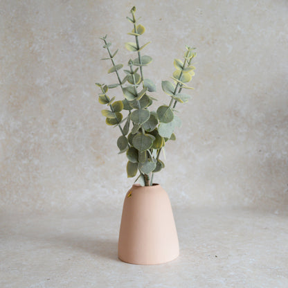 Seconds* Discontinued* Pastel Pink Ceramic Vase With A Short Rim And An Embossed Gold Heart | Pretty Pink Decor | Mother's Day Vase | Stoneware  (A44)