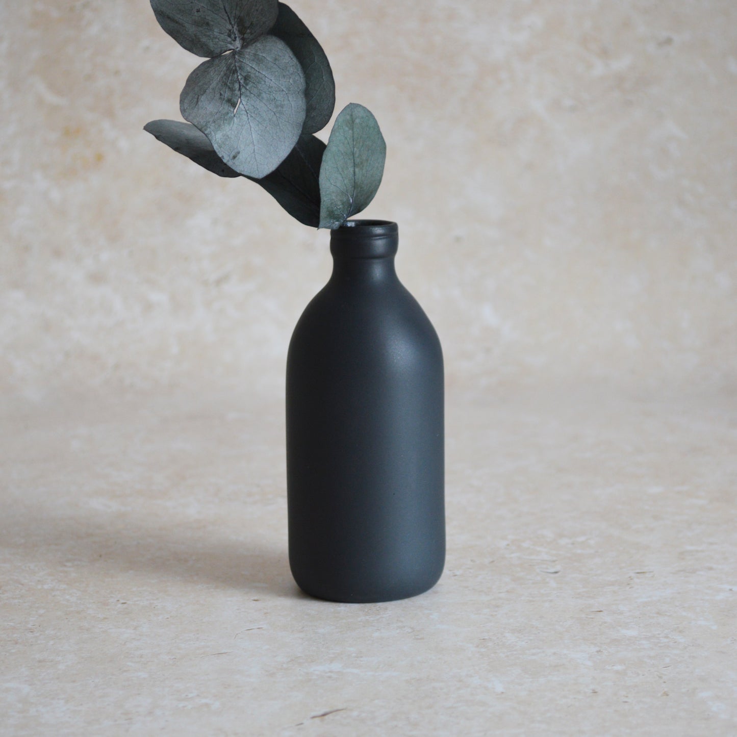 Seconds* Large Black Ceramic Bottle Vase With A Gold Embossed Crescent Moon | Porcelain Vase | Flower Vase (A48)