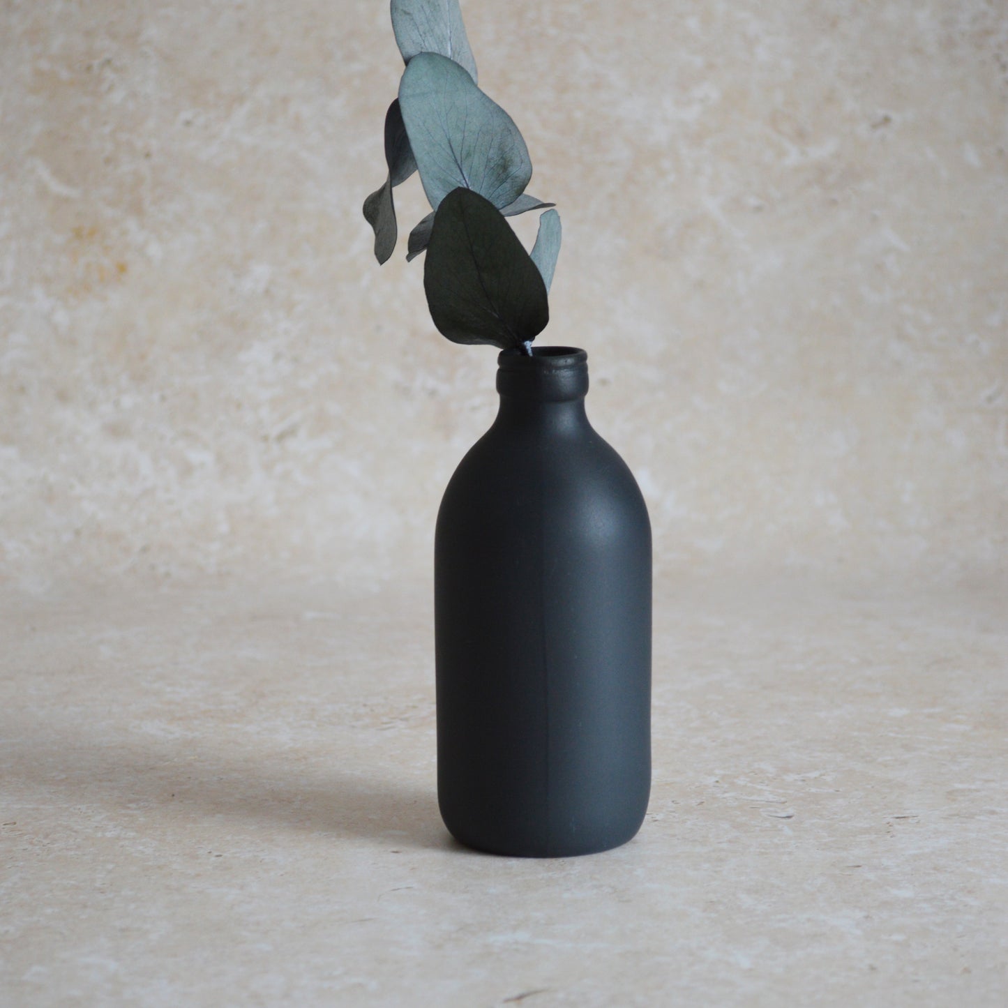 Seconds* Large Black Ceramic Bottle Vase With A Gold Embossed Crescent Moon | Porcelain Vase | Flower Vase (A48)