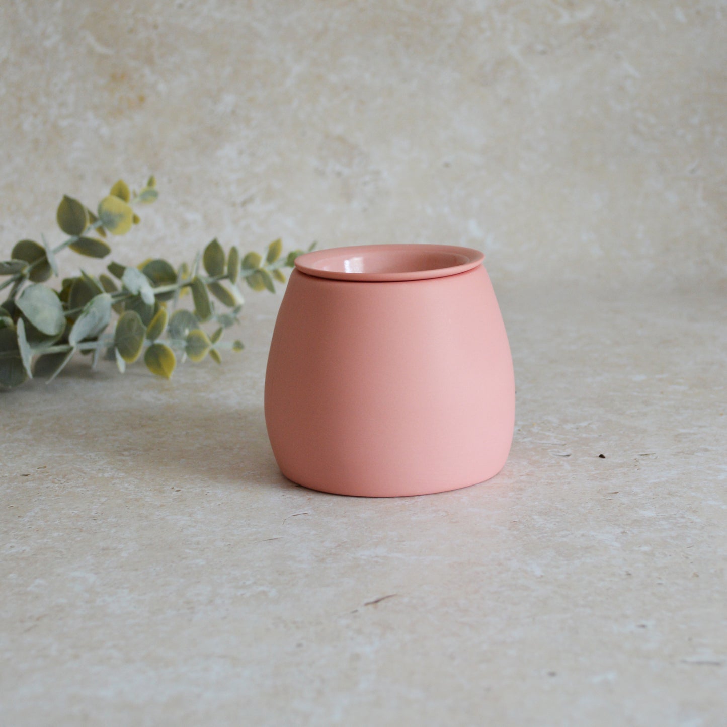Seconds* Pastel PINK Wax And Oil Burner With A Gold Embossed Heart And Detachable Lid | Wax Burner | Porcelain (A4)