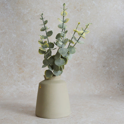 Seconds* Pastel Grey Collard Neck Ceramic Vase With An Embossed Gold Heart | Stoneware Vase | Flower Vase (A53)