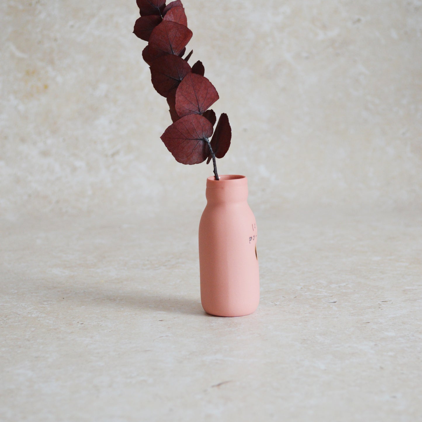 Seconds* Discontinued* Love Potion Bottle Vase With A Gold Embossed Heart | Pink Ceramic | Valentine's Gift | Porcelain Vase (A55)