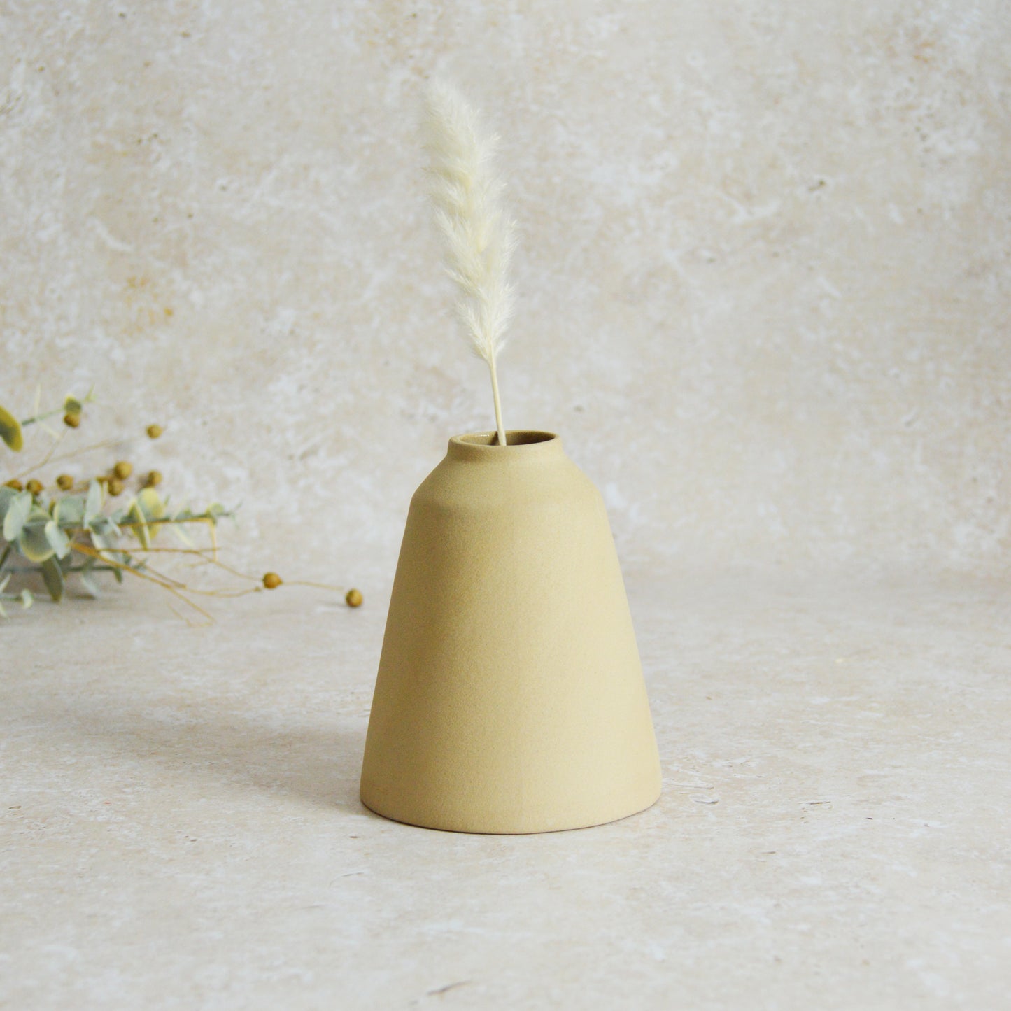 Seconds* Discontinued* Pastel Brown Angled Ceramic Vase With A Gold Embossed Heart | Stoneware Vase | Flower Vase (A59)
