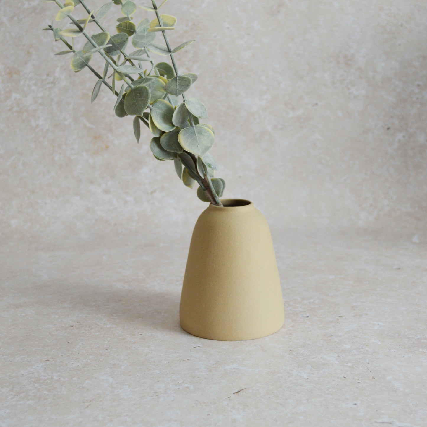 Seconds* Discontinued* Pastel Brown Ceramic Vase With A Short Rim And An Embossed Gold Heart | Flower Vase | Home Decor | Gifts For Her | Stoneware (A62)