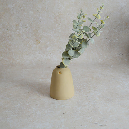 Seconds* Discontinued* Pastel Brown Ceramic Vase With A Short Rim And An Embossed Gold Heart | Flower Vase | Home Decor | Gifts For Her | Stoneware (A62)