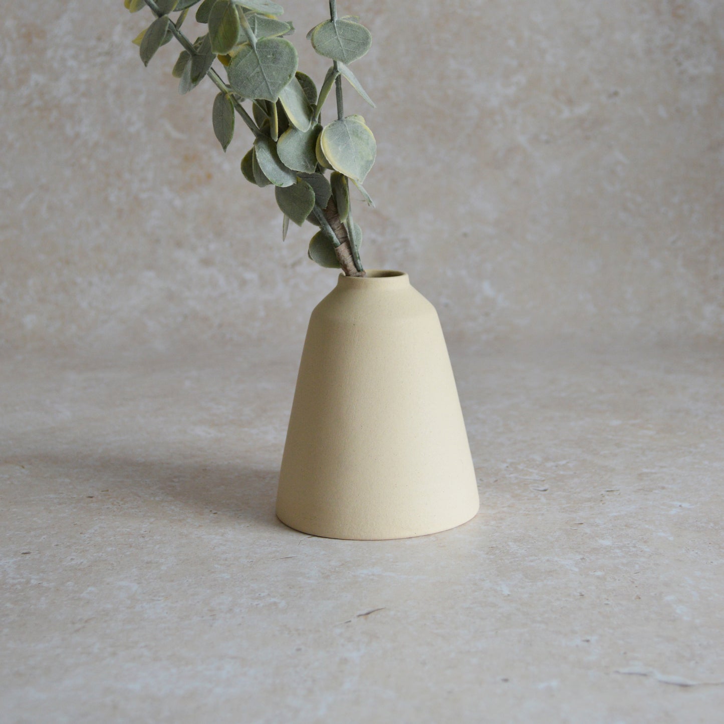 Seconds* Discontinued* Beige Angled Ceramic Vase With A Gold Embossed Heart | Stoneware Vase | Flower Vase (A63)