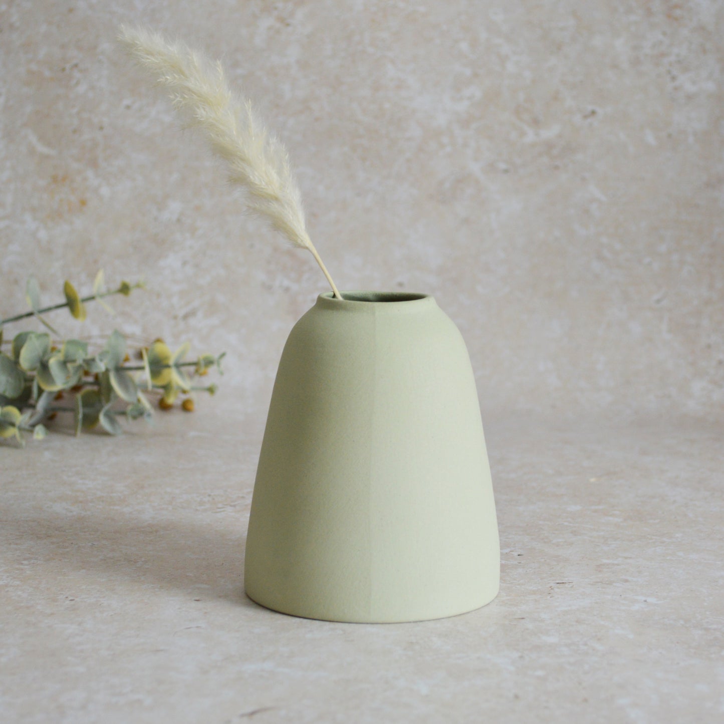 Seconds* Discontinued* Pastel Mint Home Decor Vase With Short Rim And An Embossed Gold Heart | Flower Vase | Spring Vase | Stoneware (A65)