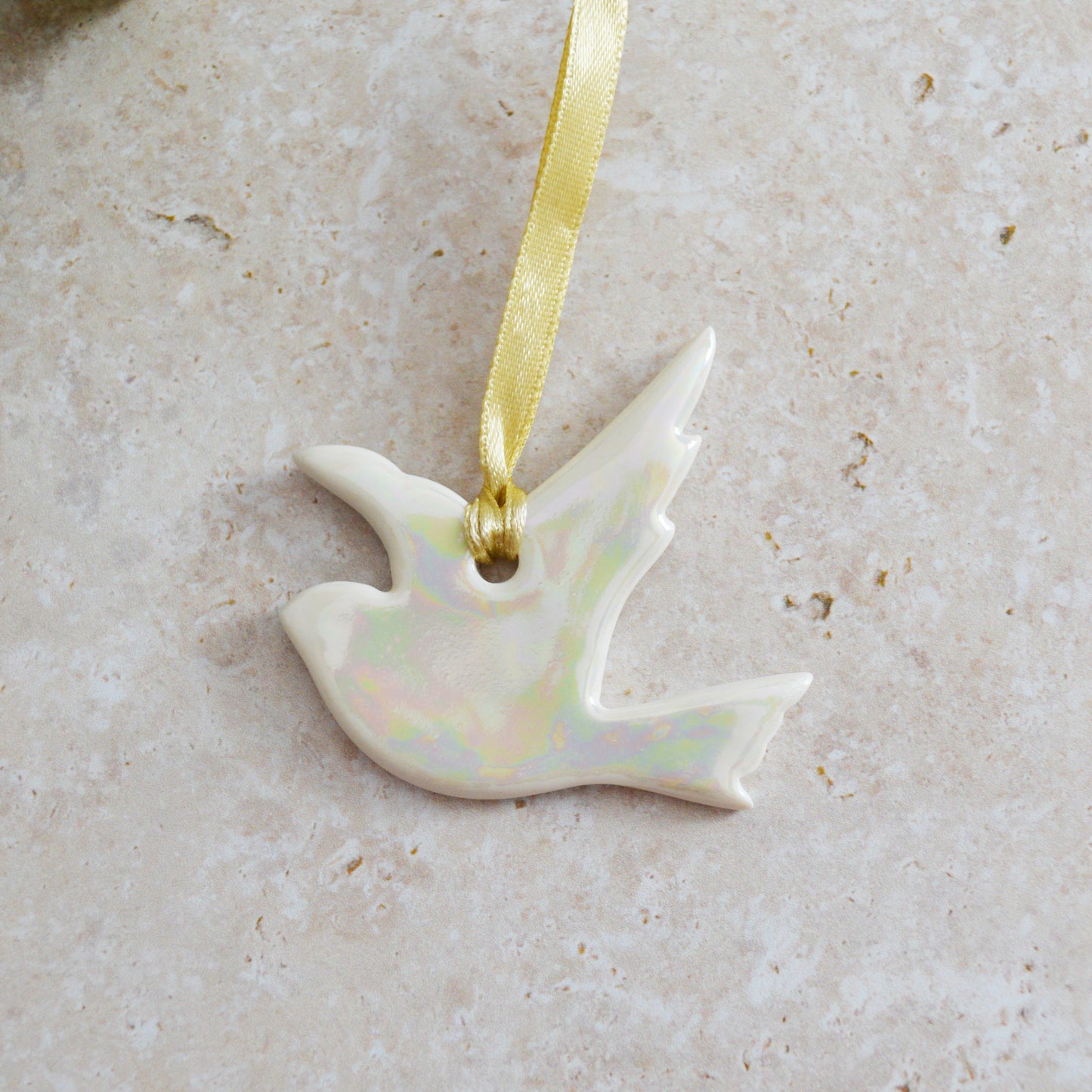 Seconds* Mini Hanging Dove with A Subtle Pearl Finish | Hanging Decoration | Christmas Decor | Tree Ornament (A67)