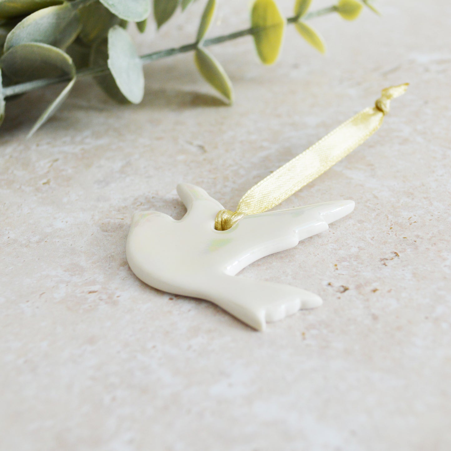 Seconds* Mini Hanging Dove with A Subtle Pearl Finish | Hanging Decoration | Christmas Decor | Tree Ornament (A67)