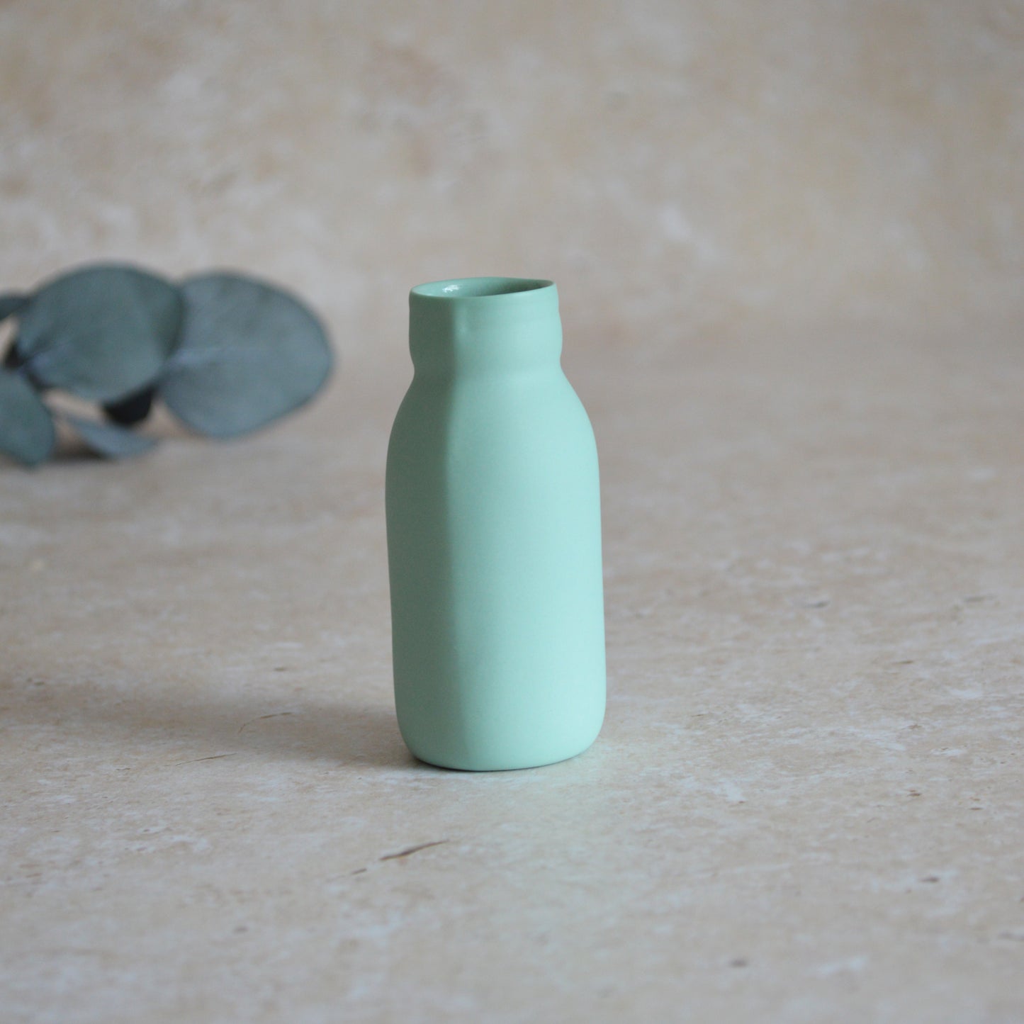 Seconds* SMALL MINT Pastel Bottle Vases With A Gold Embossed Heart | Summer Vase | Flower Vase | Porcelain (A69)
