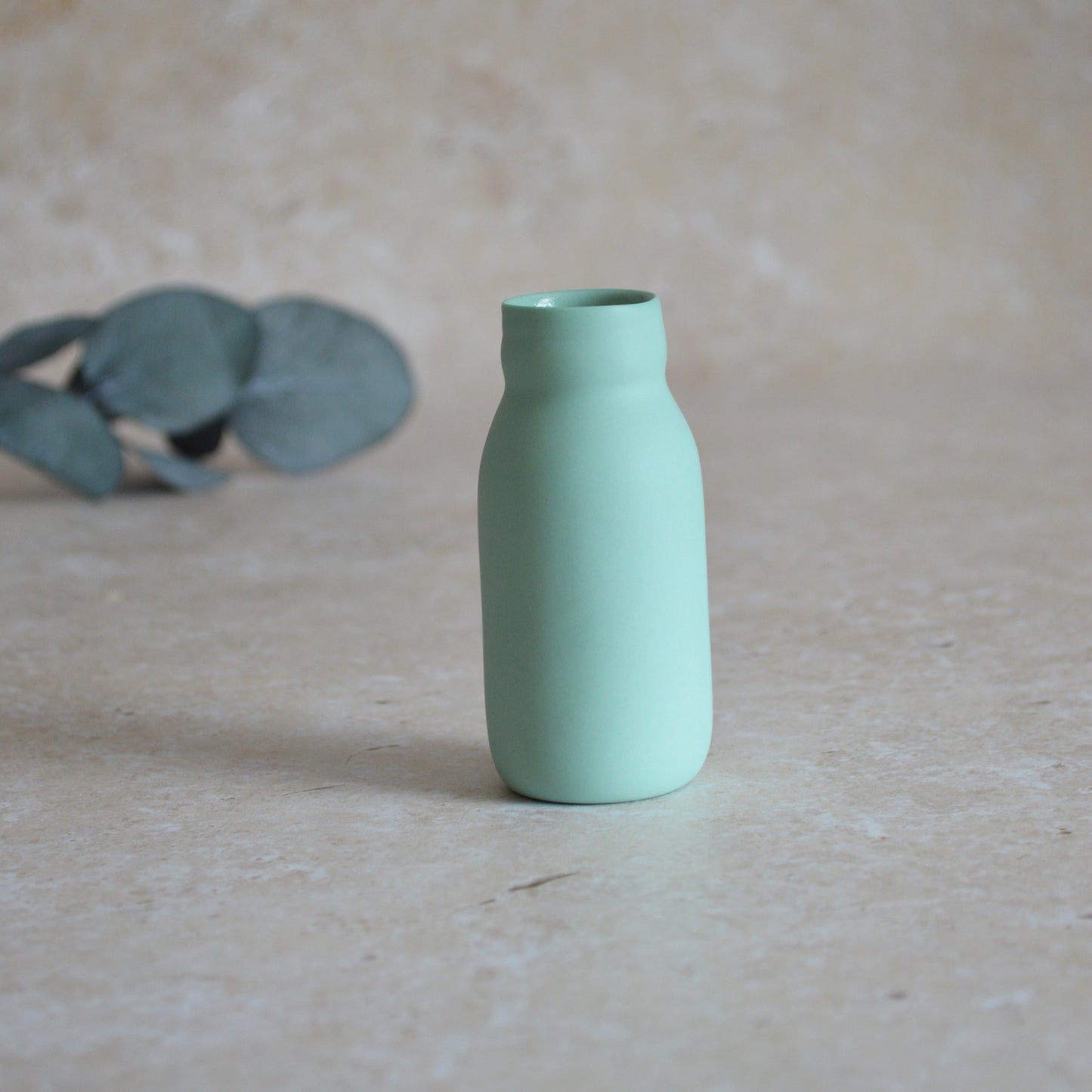 Seconds* SMALL MINT Pastel Bottle Vases With A Gold Embossed Heart | Summer Vase | Flower Vase | Porcelain (A69)