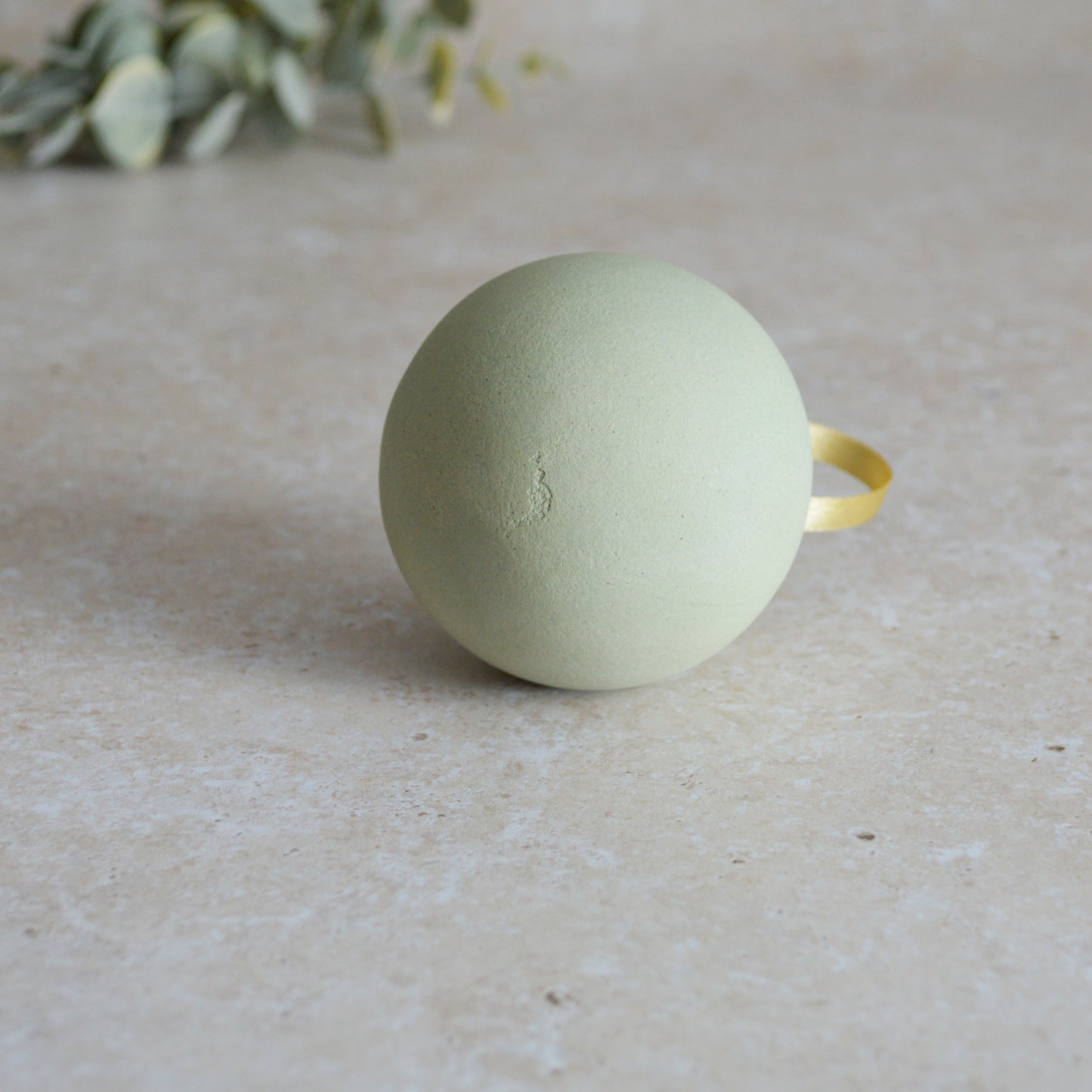 Seconds* MINT Large Pastel Bauble With A Gold Heart | Stoneware | Hanging Christmas Decorations | Christmas Tree Decor (A6)
