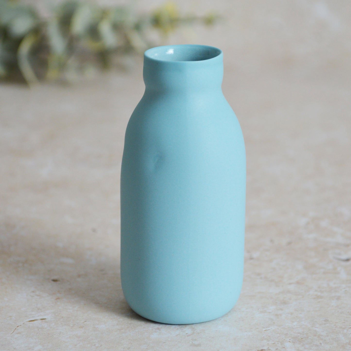 Seconds* MEDIUM BLUE Pastel Bottle Vases With A Gold Embossed Heart | Summer Vase | Flower Vase | Porcelain (A71)