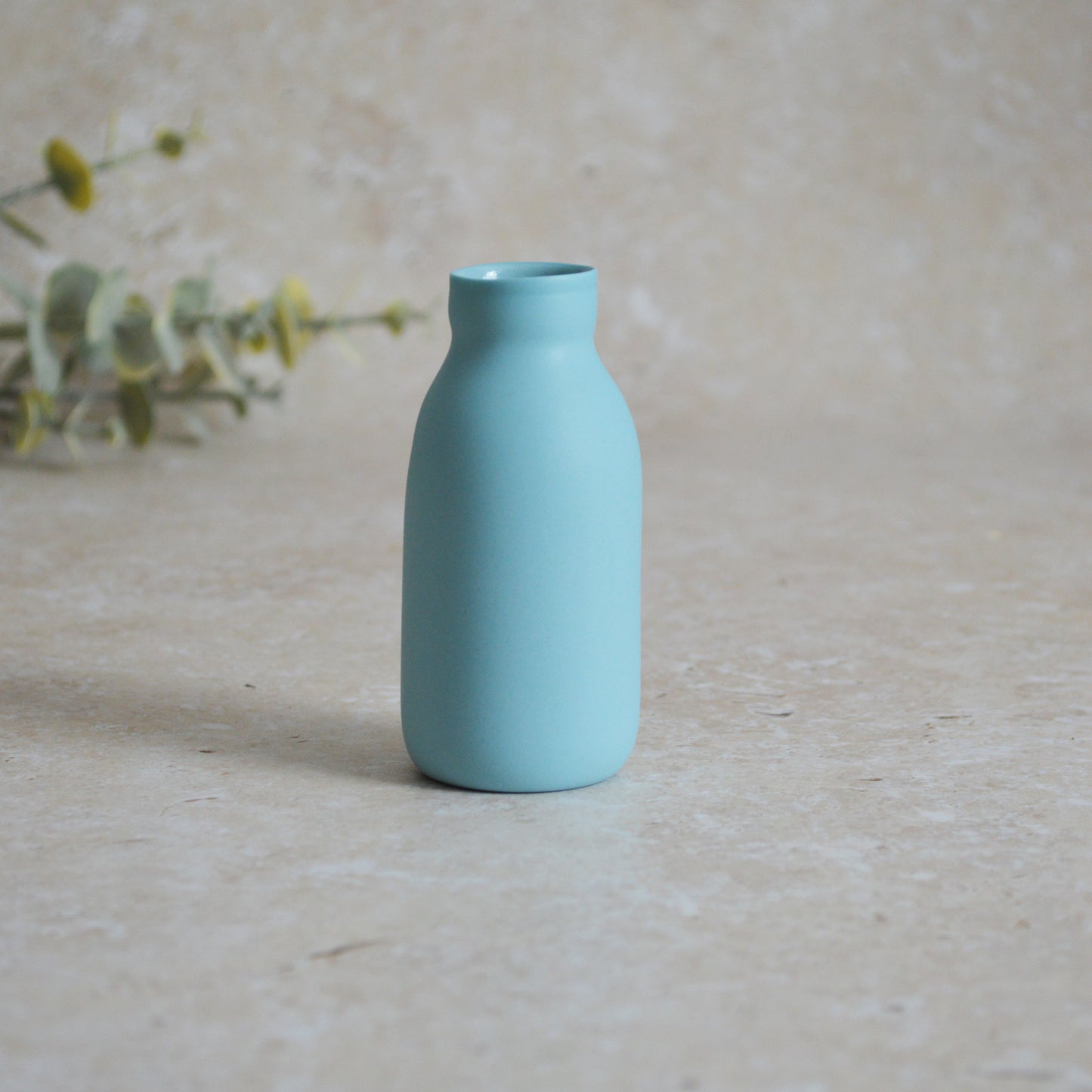 Seconds* MEDIUM BLUE Pastel Bottle Vases With A Gold Embossed Heart | Summer Vase | Flower Vase | Porcelain (A71)