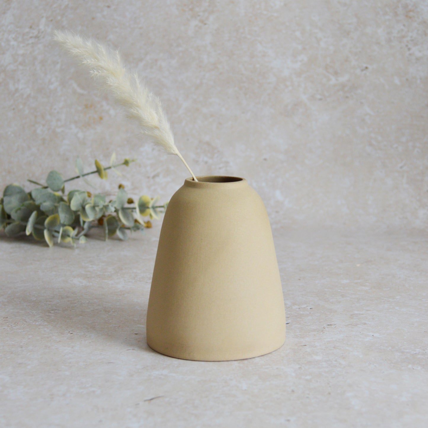 Seconds* Discontinued* Pastel Brown Ceramic Vase With A Short Rim And An Embossed Gold Heart | Flower Vase | Home Decor | Gifts For Her | Stoneware (A73)