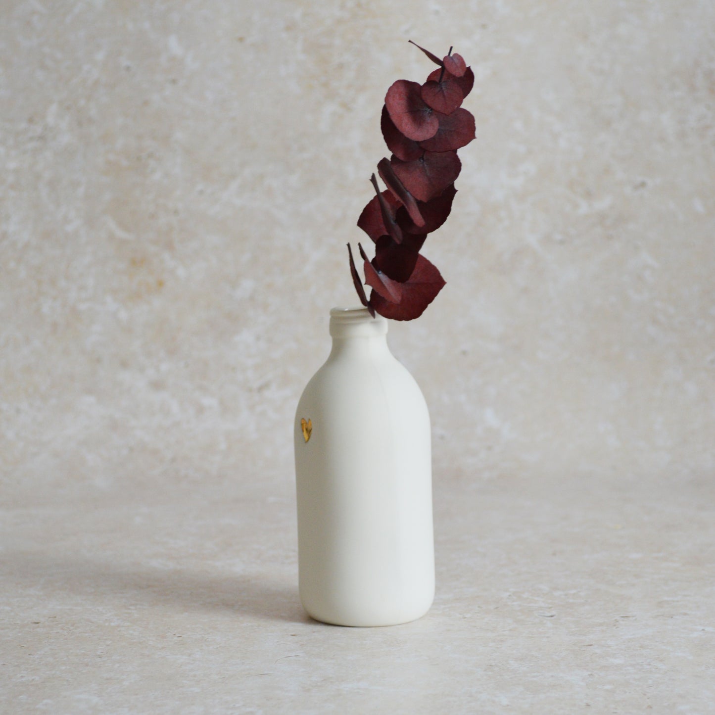 Seconds*  Large White Bottle Vase With A Gold Embossed Heart | Flower Vase | Porcelain Vase (A74)