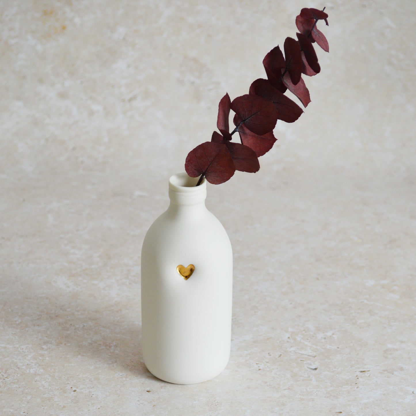 Seconds*  Large White Bottle Vase With A Gold Embossed Heart | Flower Vase | Porcelain Vase (A74)