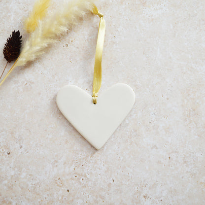 Seconds* I Love You Heart With A Gold Heart | Porcelain | Hanging Heart Decoration | Valentines Keepsake (A79)