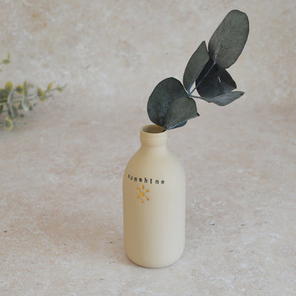 Seconds* Discontinued* Sunshine Bottle Vase With A Gold Embossed Sun | Flower Vase | Porcelain Vase (A7)