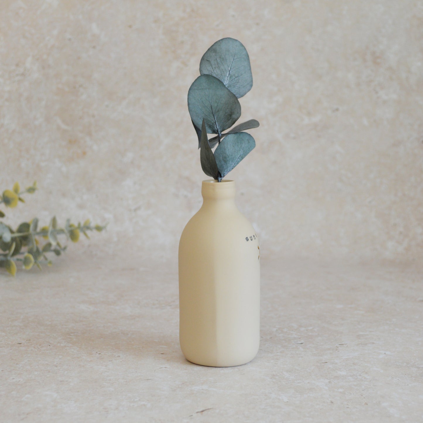Seconds* Discontinued* Sunshine Bottle Vase With A Gold Embossed Sun | Flower Vase | Porcelain Vase (A7)