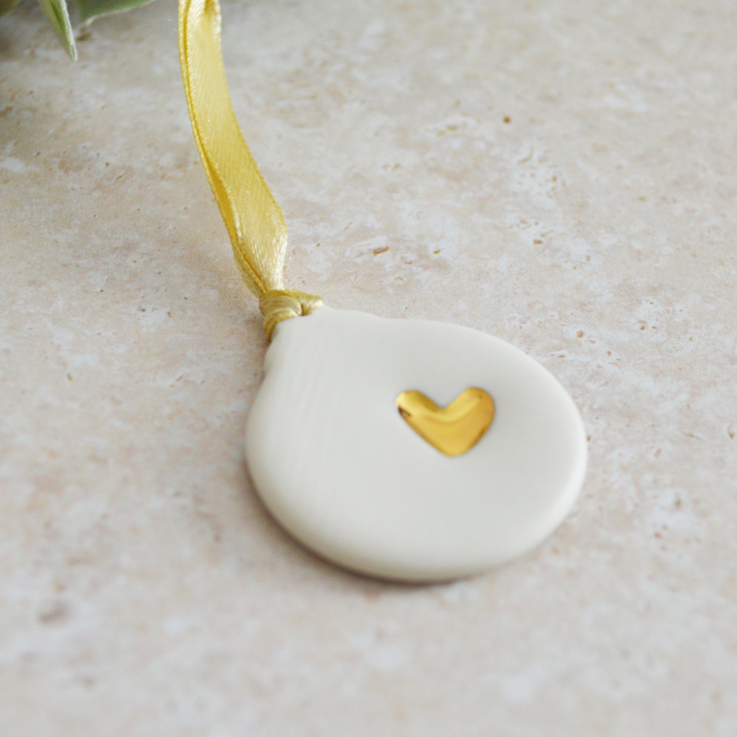 Seconds* Mini Ceramic Bauble Hanging Decoration With A Gold Heart | Porcelain | Hanging Christmas Decorations | X-mas Tree Decorations (A83)