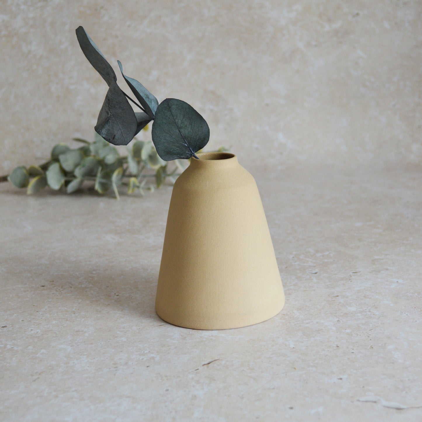 Seconds* Discontinued* Pastel Brown Angled Ceramic Vase With A Gold Embossed Heart | Stoneware Vase | Flower Vase (A85)