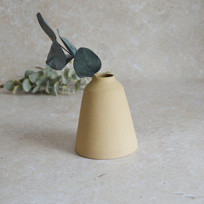 Seconds* Discontinued* Pastel Brown Angled Ceramic Vase With A Gold Embossed Heart | Stoneware Vase | Flower Vase (A85)
