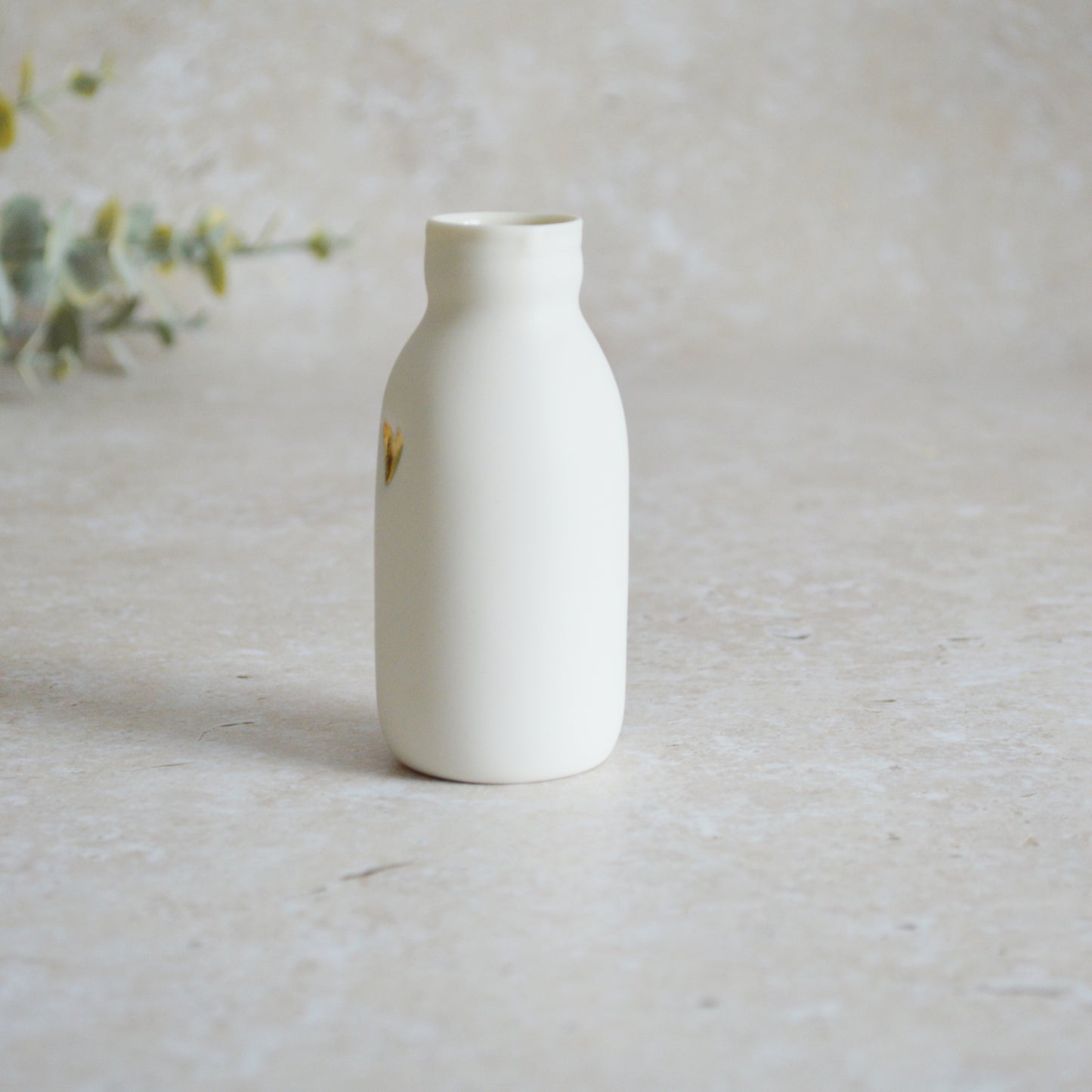 Seconds* MEDIUM White Bottle Vase With A Gold Embossed Heart | Bottle Vase | Flower Vase | Summer Vase | Mother's Day | Porcelain (A89)